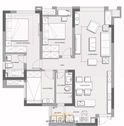 家装三居室平面图合集