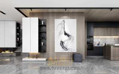 现代客餐厅3Dmax模型场景+无水印效果图 Vray渲染器