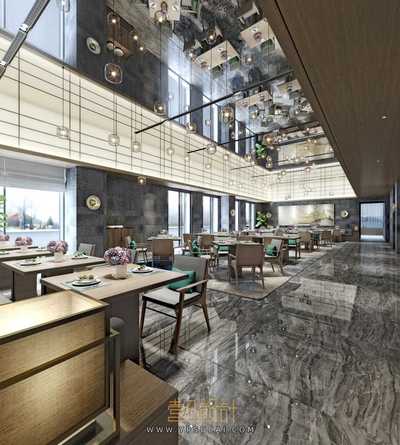 餐饮空间3Dmax模型场景+无水印效果图 Vray渲染器