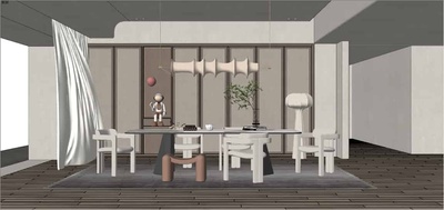 侘寂风餐厅SU模型 31套合集