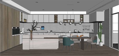 现代厨房SU模型 20套合集