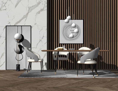 北欧餐桌椅SU模型18套