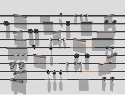现代轨道射灯组合SU模型