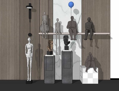 雕塑摆件 SU模型组合合集