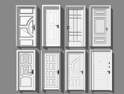 简欧,欧式,单开防盗门,平板门SU模型组合