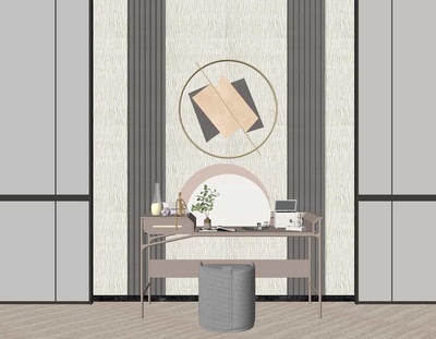 现代梳妆台SU模型组合