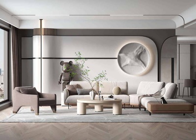 现代客厅3Dmax场景模型25套+无水印效果图