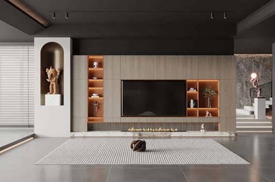 客厅电视背景墙3Dmax场景模型20套+无水印效果图