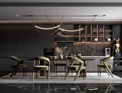 高级黑餐厅3Dmax场景模型10套+无水印效果图