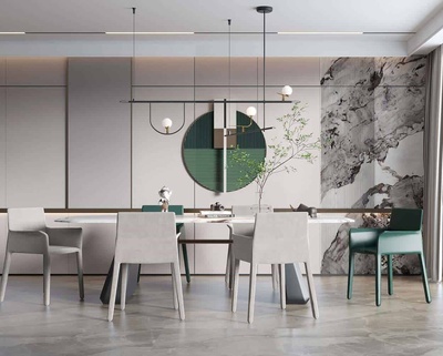 现代简约餐厅3Dmax场景模型20套+无水印效果图