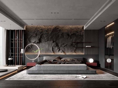 高级黑卧室3Dmax场景模型11套+无水印效果图