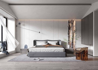 现代极简卧室3Dmax场景模型11套+无水印效果图