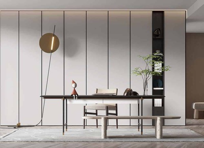 现代简约书房3Dmax场景模型24套+无水印效果图