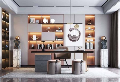 现代书房3Dmax场景模型29套+无水印效果图