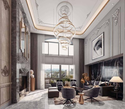 欧式风格客厅 3Dmax场景模型40套+无水印效果图 VR渲染器