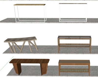民宿风边几SU模型18套