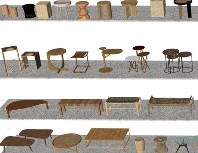 民宿风格茶几SU单体模型