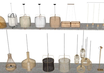 民宿风格灯具SU单体模型