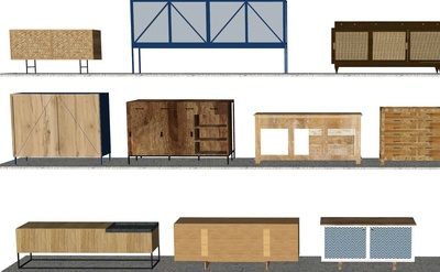 民宿风格衣柜边柜柜子SU单体模型