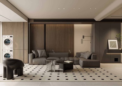 深色现代风住宅CAD施工图+3D模型+效果图