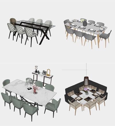 餐桌椅 SU模型129套