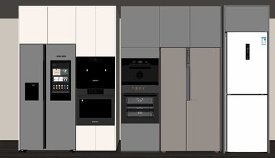 冰柜冷藏柜冰箱商场餐馆保鲜柜SU模型