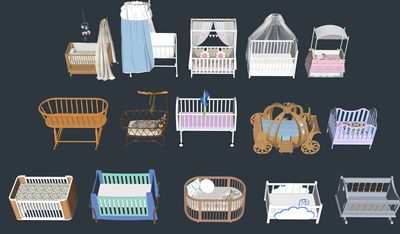 婴儿床 护理台SU模型