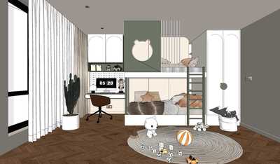 高低床铺双层床SU模型