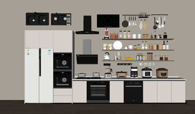 厨房厨具电器消毒柜烤箱电饭煲电水壶微波炉SU模型