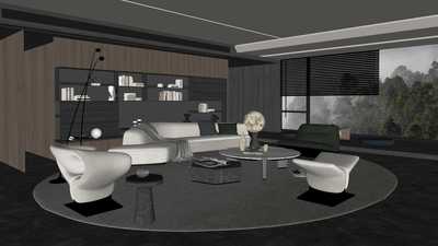 网红弧形圆形沙发SU模型