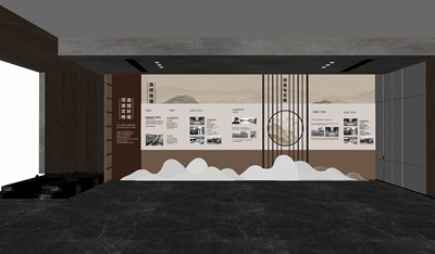 博物馆展厅展板文化墙SU模型