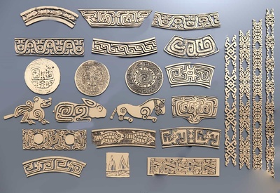 龙凤呈祥祥云凤凰图案雕花SU模型