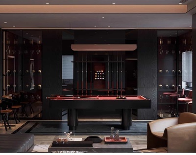 台球室桌球室俱乐部娱乐室SU模型