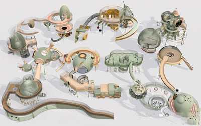 儿童攀爬滑滑梯游乐设施SU模型