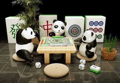 卡通可爱熊猫雕塑SU模型