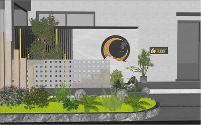 庭院景墙SU模型